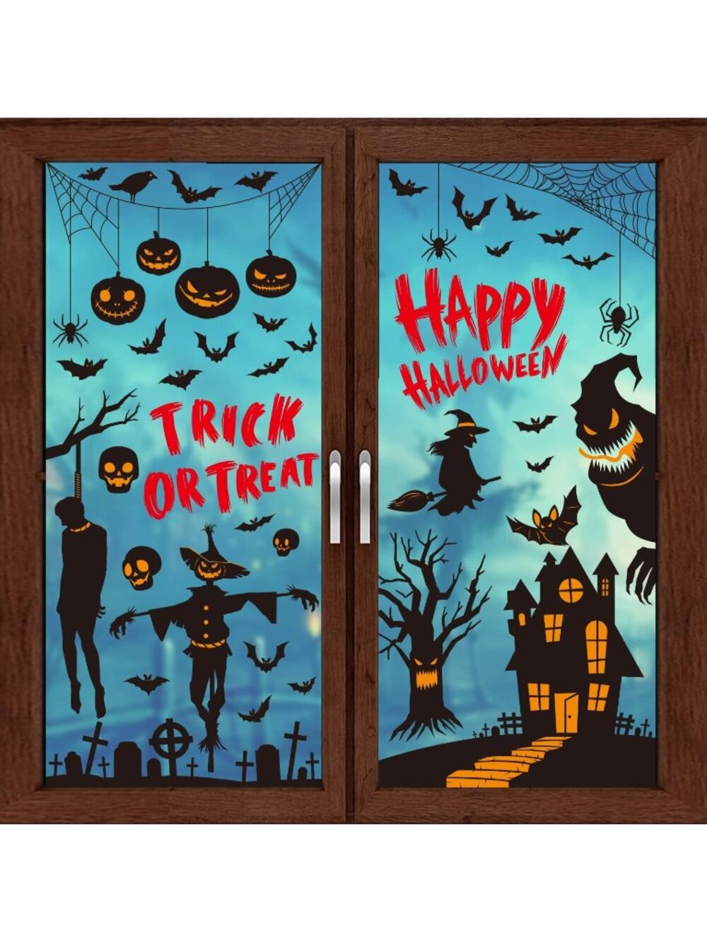 Happy Halloween Decorations Window Clings Bat Shadow Haunted House Castle Bat
